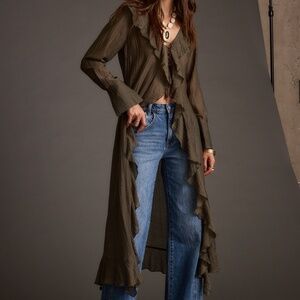 12th Tribe Naomi Olive Longline Top Size MM